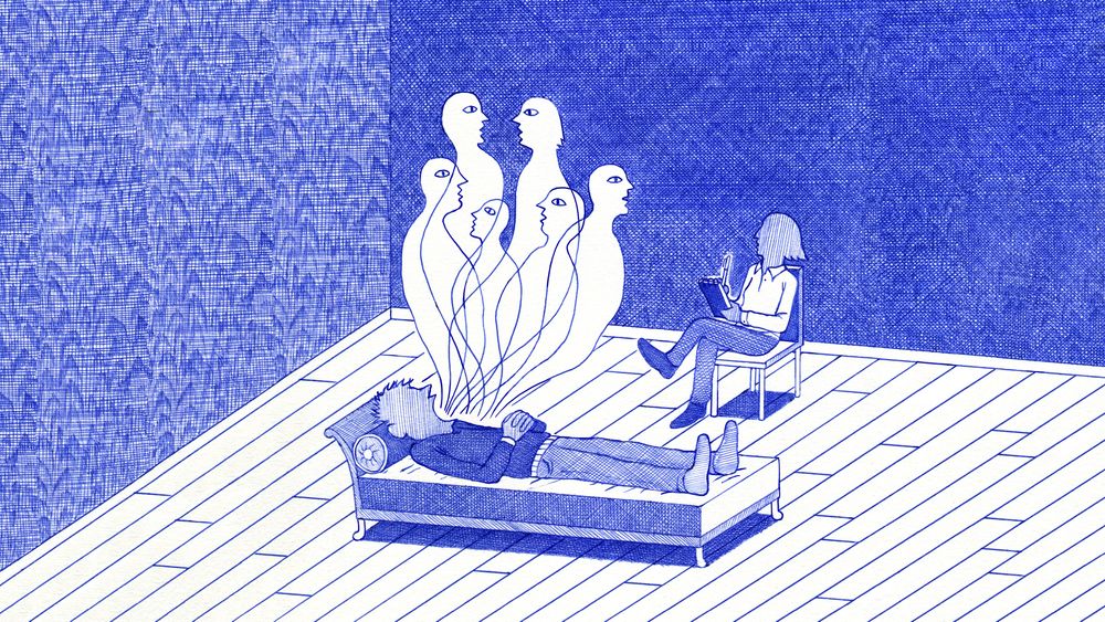 Spirits coming out of a person during therapy.