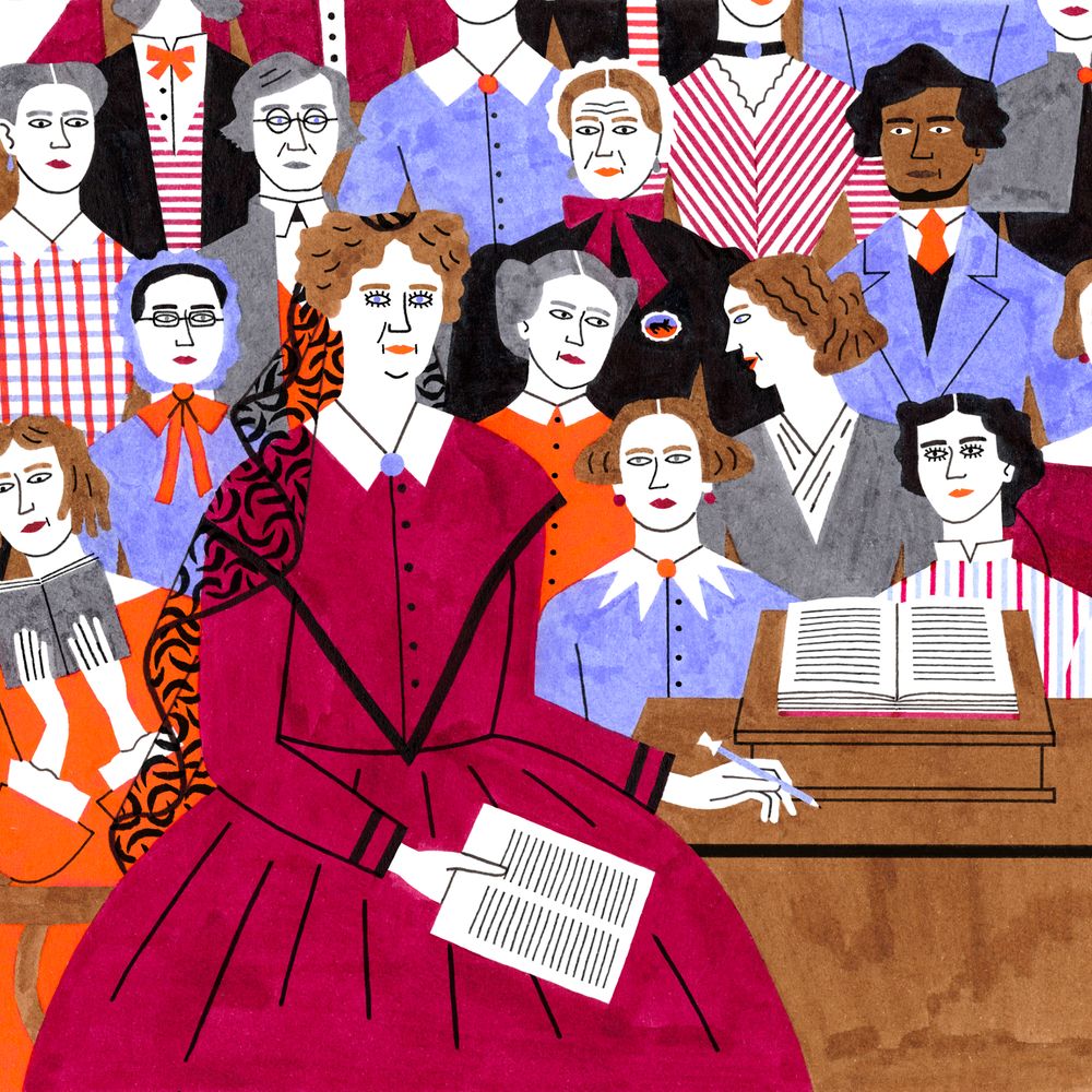 Illustrated portrait of Elizabeth Cady Stanton